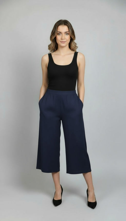 Royal Elastic waist wide leg Pull-on Gaucho - P006